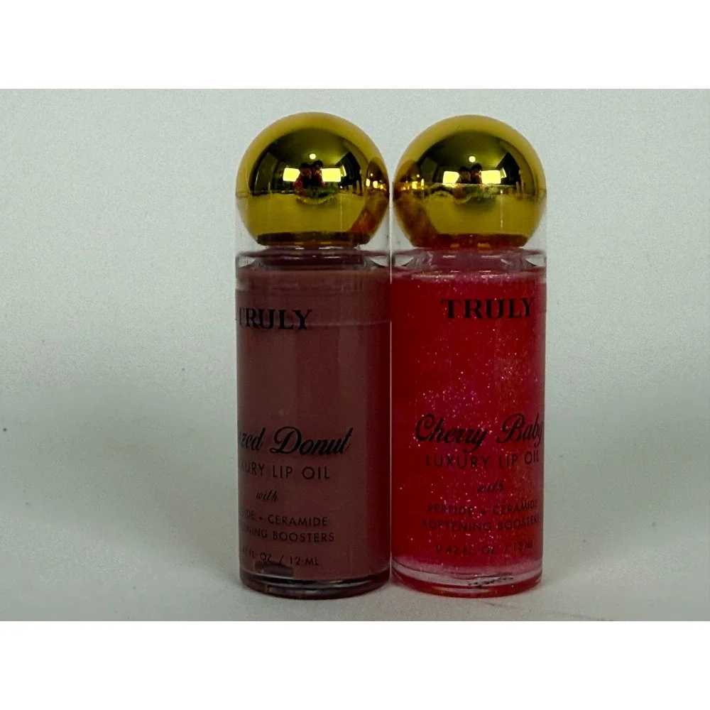Truly Luxury Lip Oil Glazed‎ Donut Cherry Baby Peptide Ceramide Plumping Set New